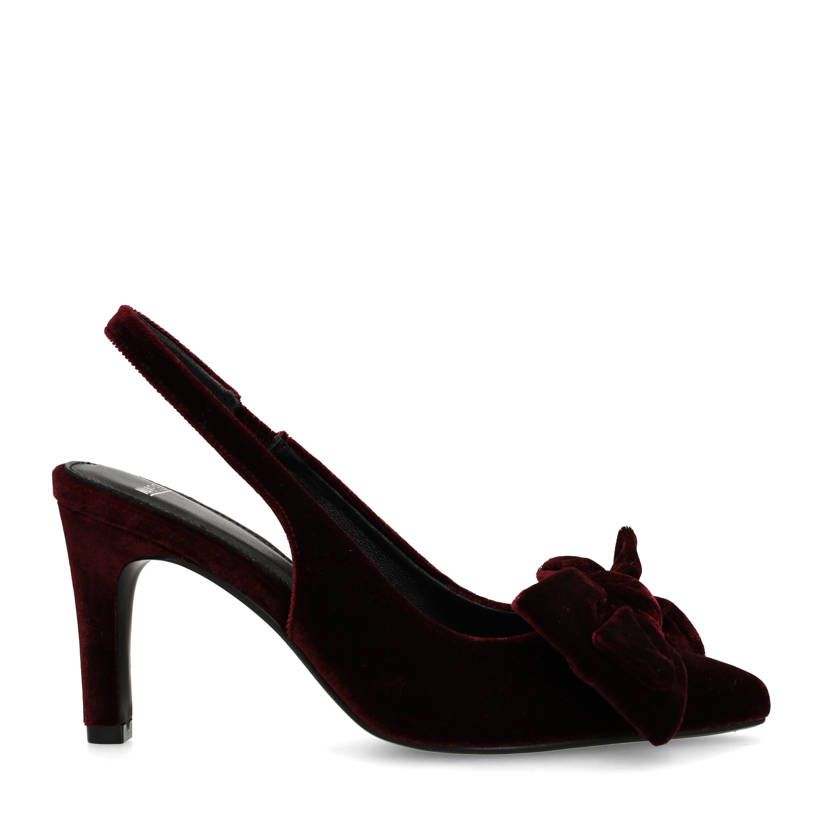Burgundy velours slingback pumps