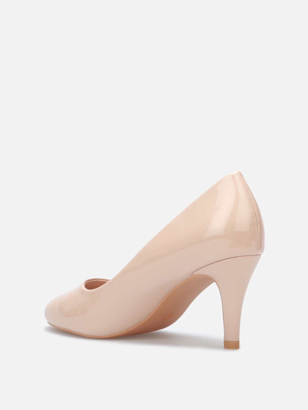 Escarpins vernis à petit talon- Nude