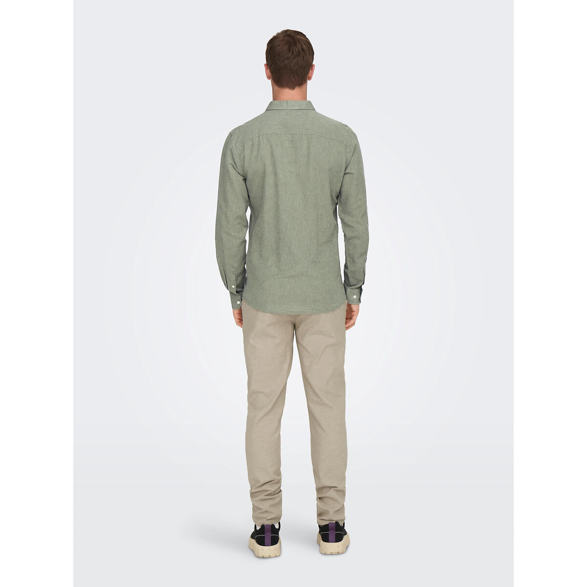 ONLY & SONS<br>Camisa slim fit em algodão e linho