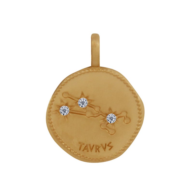 Pendentif Plaqué Or Constellation Taureau et Strass