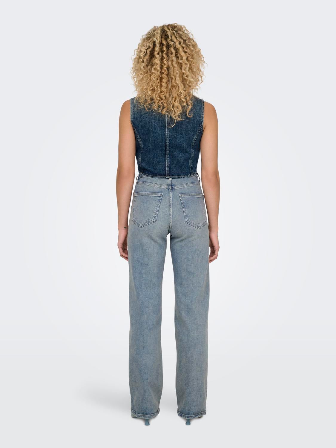 ONLJUICY Hohe Taille Weiter Beinschnitt Jeans Light Blue Denim