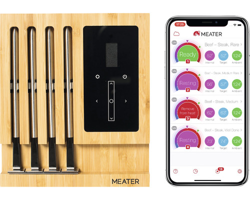 MEATER Block vleesthermometer met 50 m Bluetooth- en wifi-bereik, draadloze slimme vleesthermometer voor oven, grill, keuken en barbecue