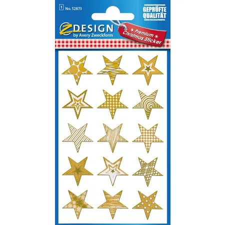 Avery Zweckform Z-Design 52873 Weihnachtssticker, Sterne, 1 Bogen/15 Sticker