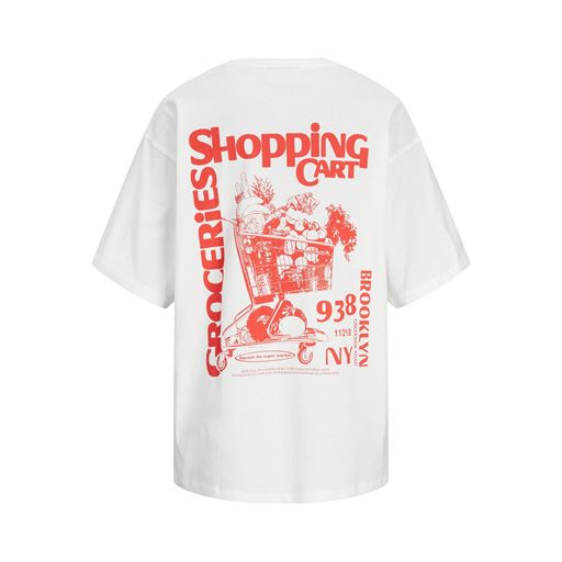 JJXX Josephine Loose T-shirt, Blanc de Blanc/Red, XL