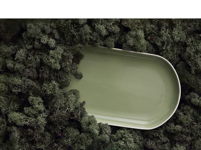 Studio Round Serveringsfad Matte white/Shiny moss