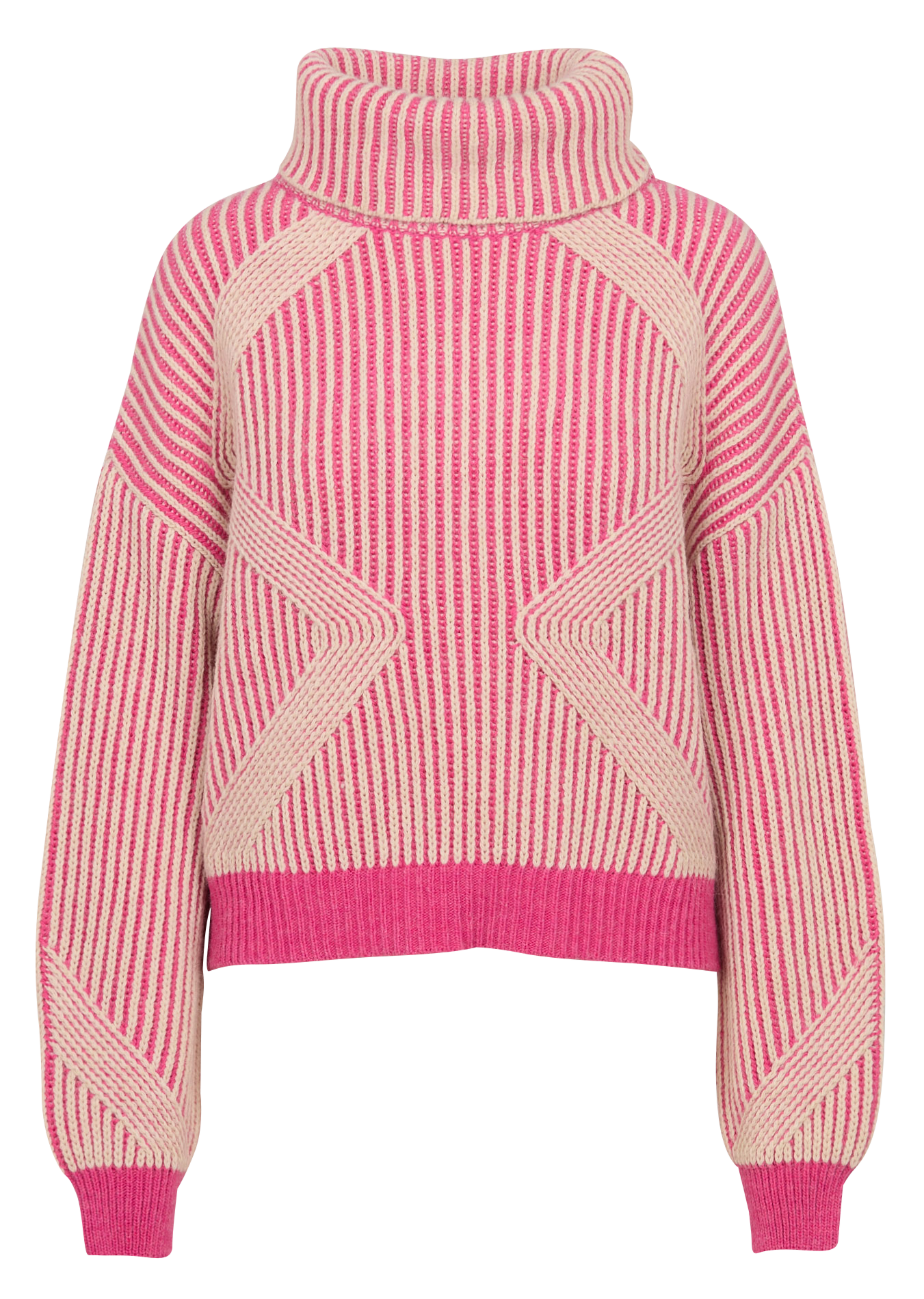 TOKAYA - Pull ample col montant en maille | Rose