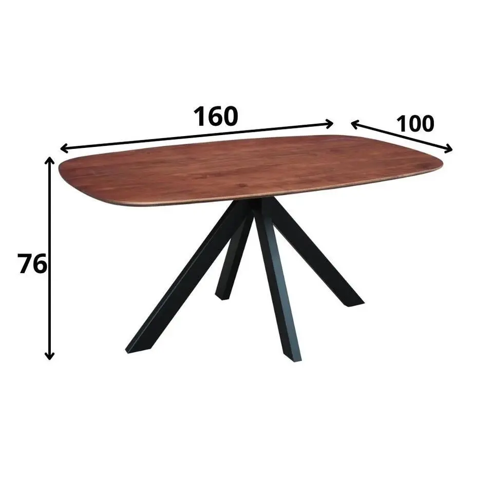 Eettafel deens ovaal Paris walnoot finish 220x100 cm - Hout - Bruin