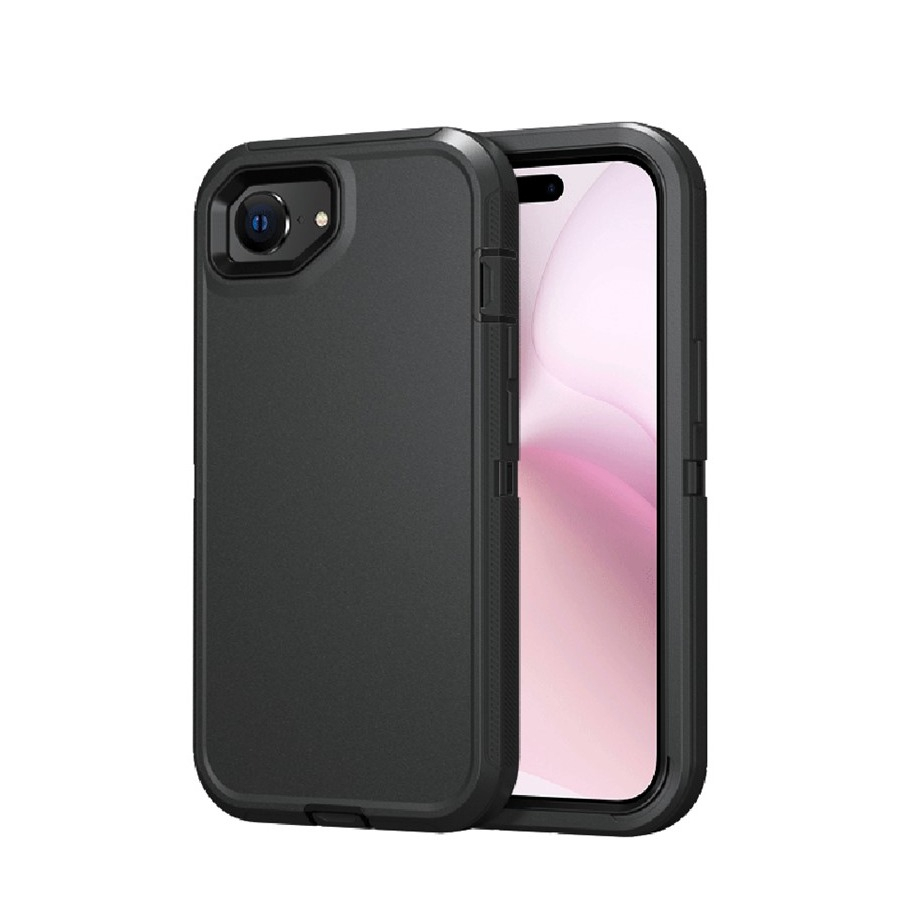 iPhone 16e Outdoor Hybrid Schutz Hülle Defender   Gürtel Clip Holster - Schwarz