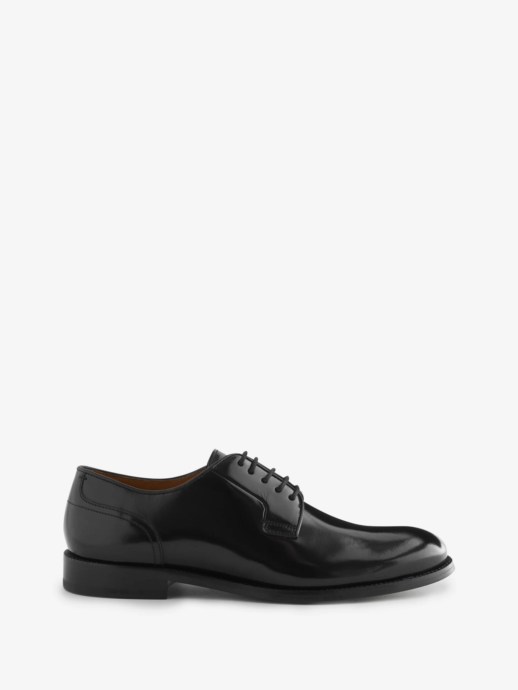 Zwart - Standaard pasvorm - Signature - Derby-schoenen met leren zool
