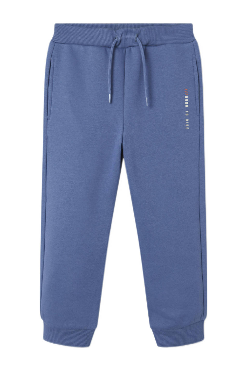 NAME IT joggingbroek NMMOTTO met tekst blauw