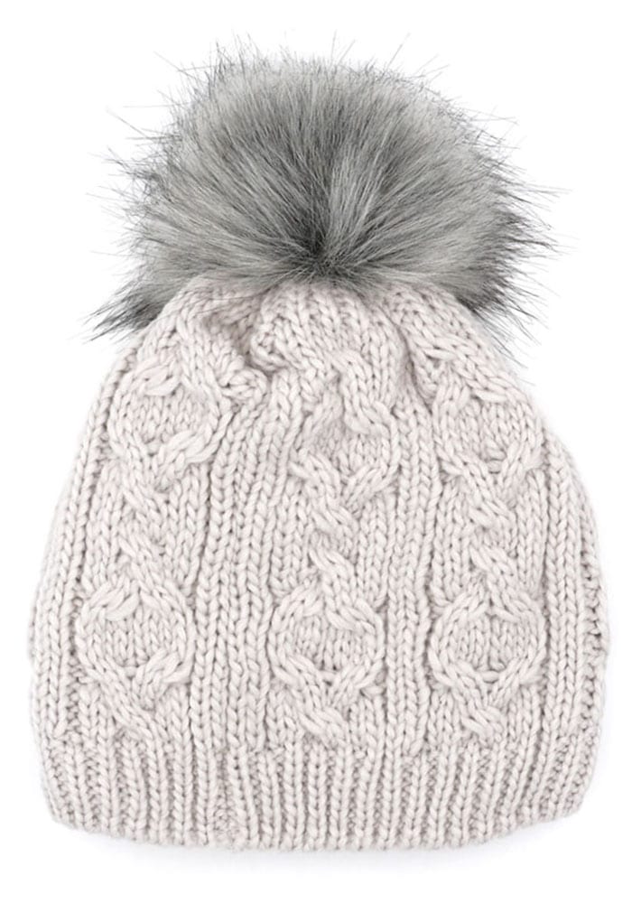 MAXIMO Strickmütze , mit Zopfstrickmuster und FakeFur Bommel