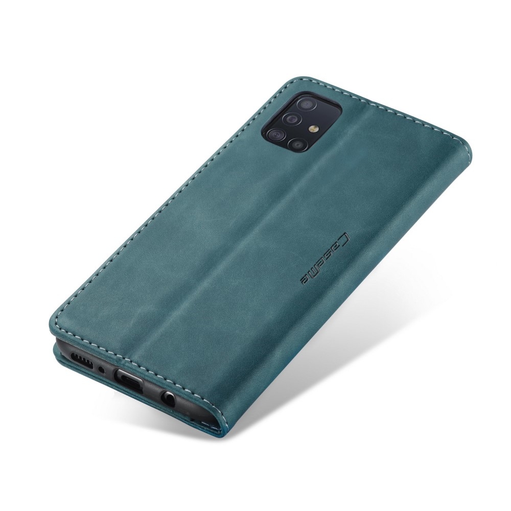 Samsung Galaxy A51 (2019) Leder Tasche Flip Wallet Etui mit Kartenfächern - Blau / Grün