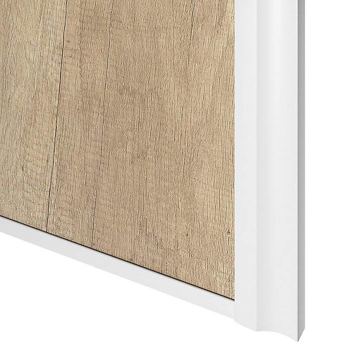 Porte de placard coulissante atelier effet chêne brut profil blanc GoodHome Arius H. 248,5 x L. 91.2 cm + amortisseurs
