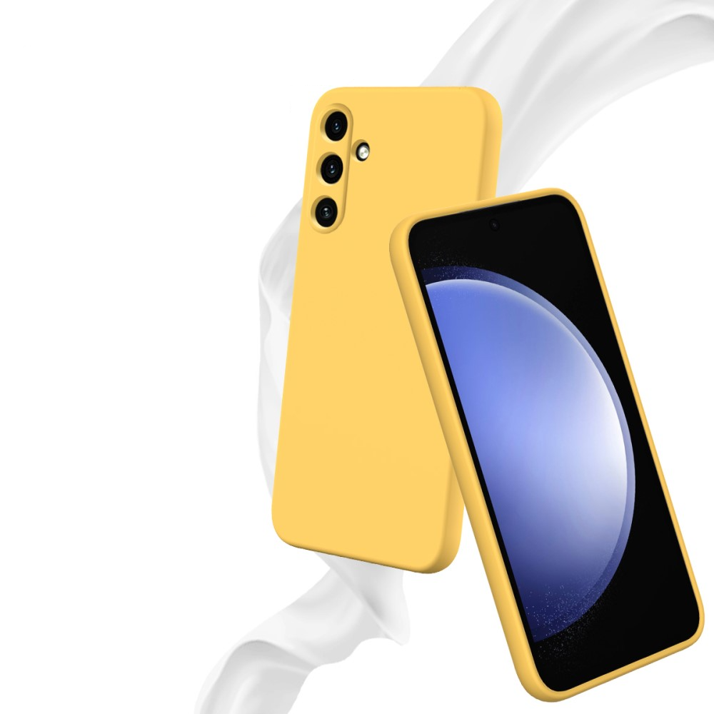 Samsung Galaxy A55 Silikon Case Hülle mit Kameraschutz   Handschlaufe - Gelb