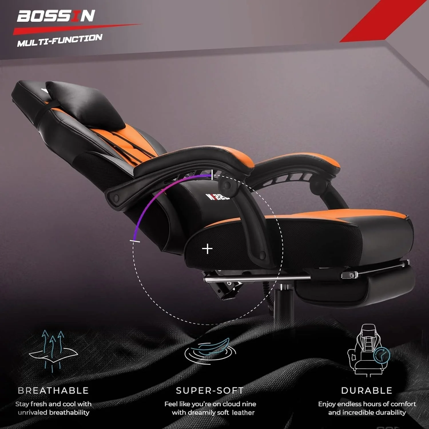 BOSSIN Racing Style Gaming Chair,300 lbs Big and Tall gamer chair High Back Computer Chair