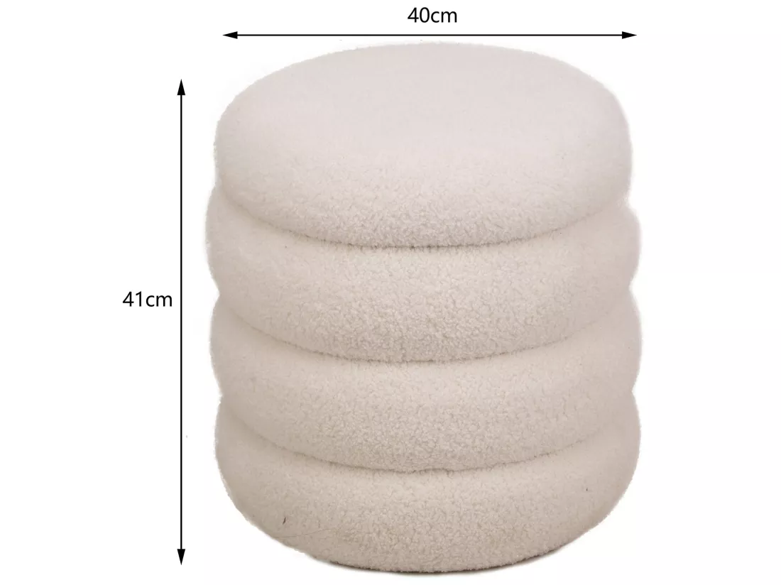 Pouf en bouclettes blanches style scandinave