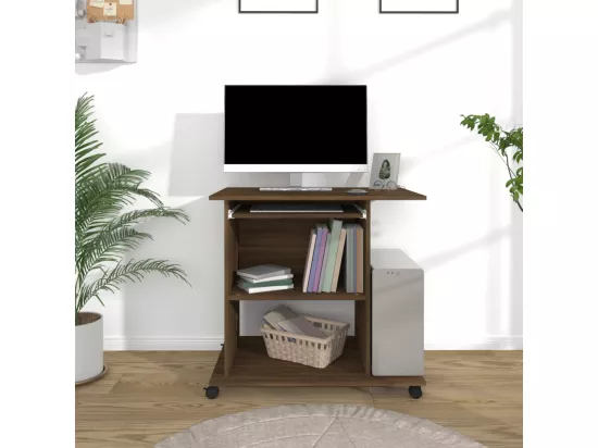 Bureau d'ordinateur Chêne marron 80x50x75 cm Bois d'ingénierie