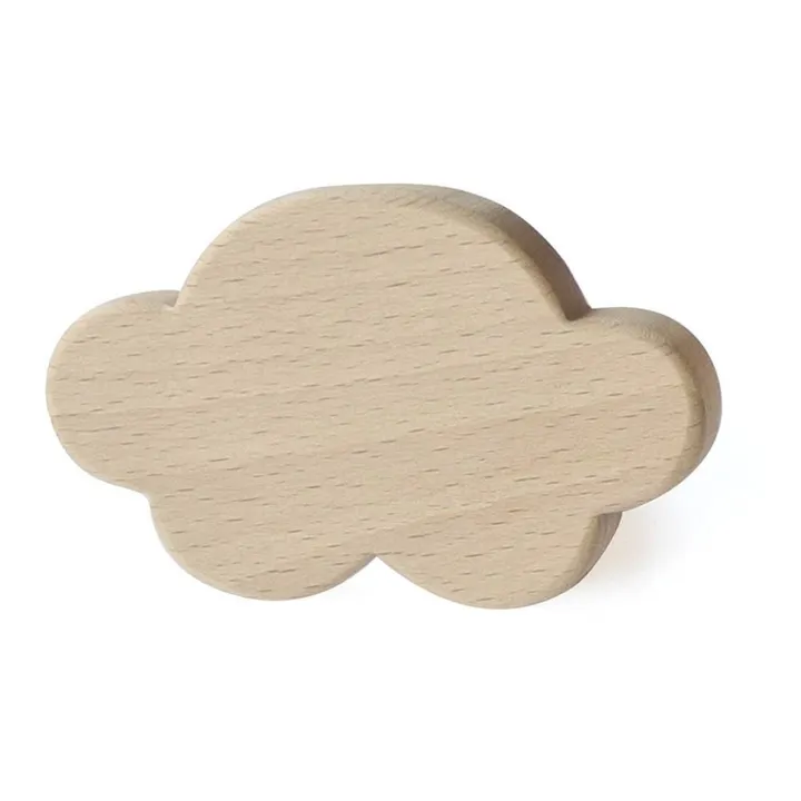 Briki Vroom Vroom Patères nuage, rond, chat, oiseau en bois - Lot de 4