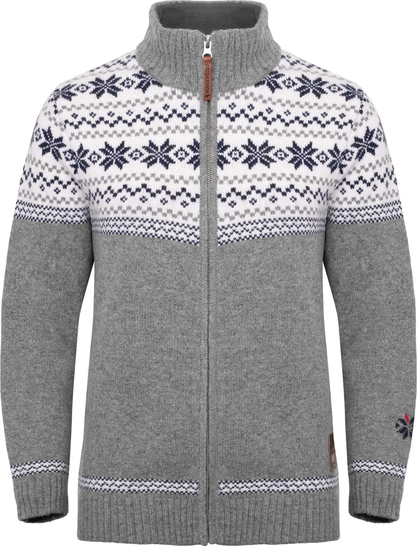 Gridarmor Women's Snøstjerne Full Zip Ullgenser Mid Grey Melange