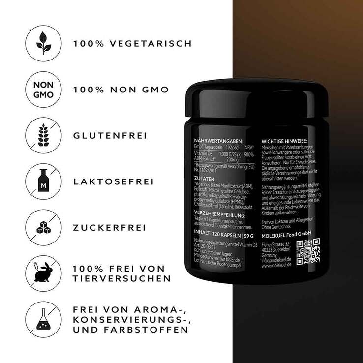 Molekuel Premium Vitamin D3-Formel, 120 St