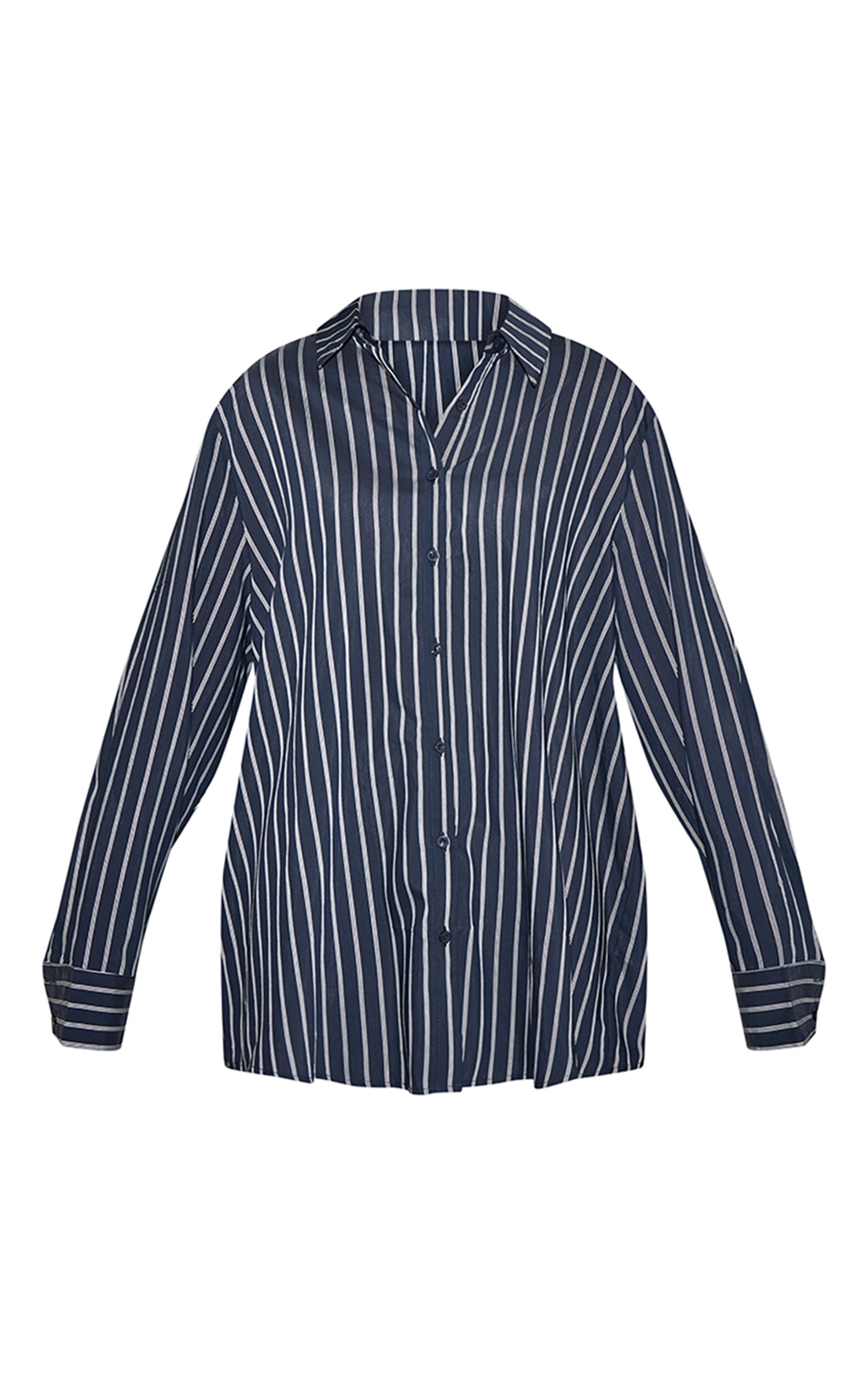 Bleu Marine Chemise Oversize À Rayures