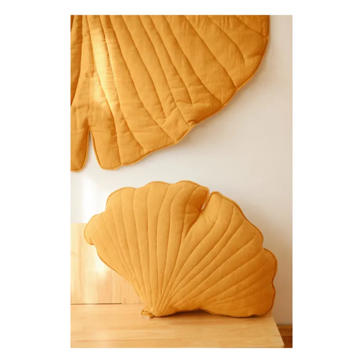 Moi Mili Coussin Ginkgo en lin | Jaune moutarde