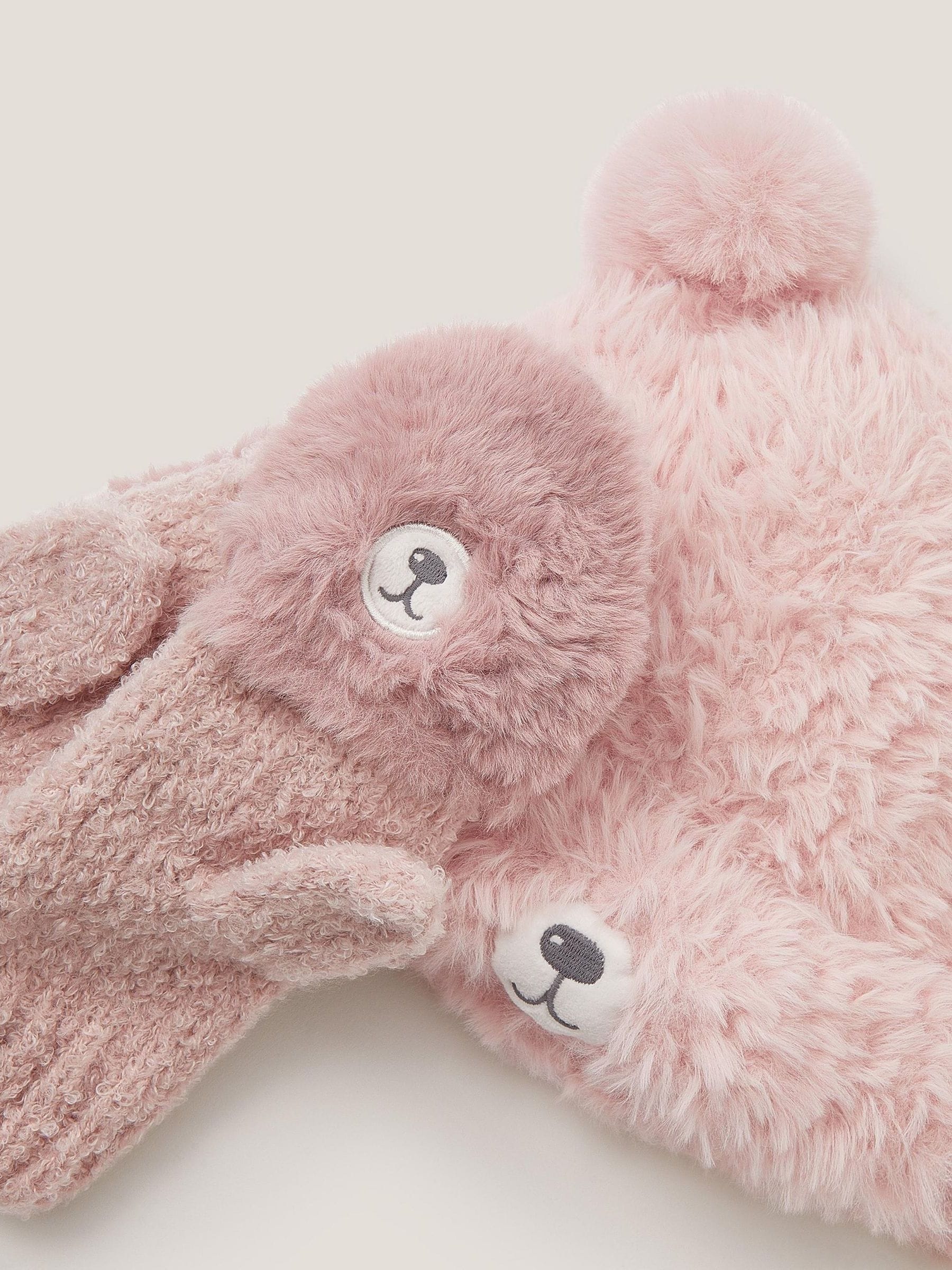 Monsoon Fluffy Teddy Hoed & Wanten Set