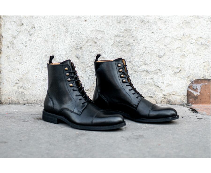 Derby boots homme à lacets Noir patiné - ENFIELD II GOMME CITY