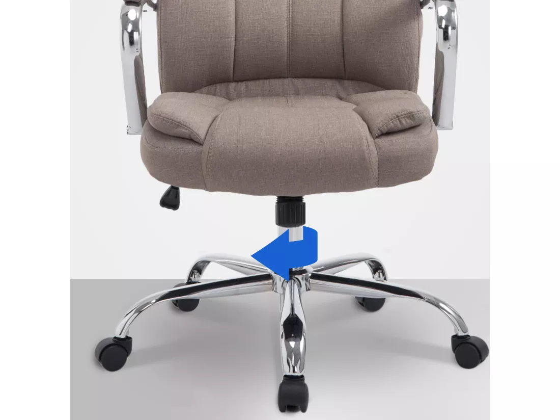 Chaise de bureau - Tissu & Métal chromé - Taupe - XXL Xanthos