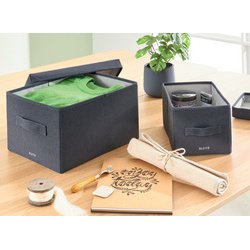 Boîte de rangement en tissu, taille L, set de 2, gris