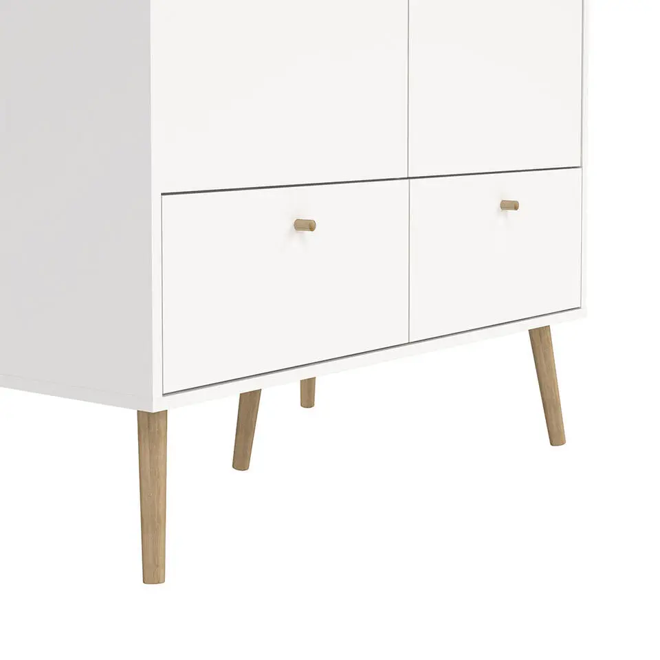 Hioshop Bodo kledingkast 200x99x58cm- 2 deuren- 2 lades wit