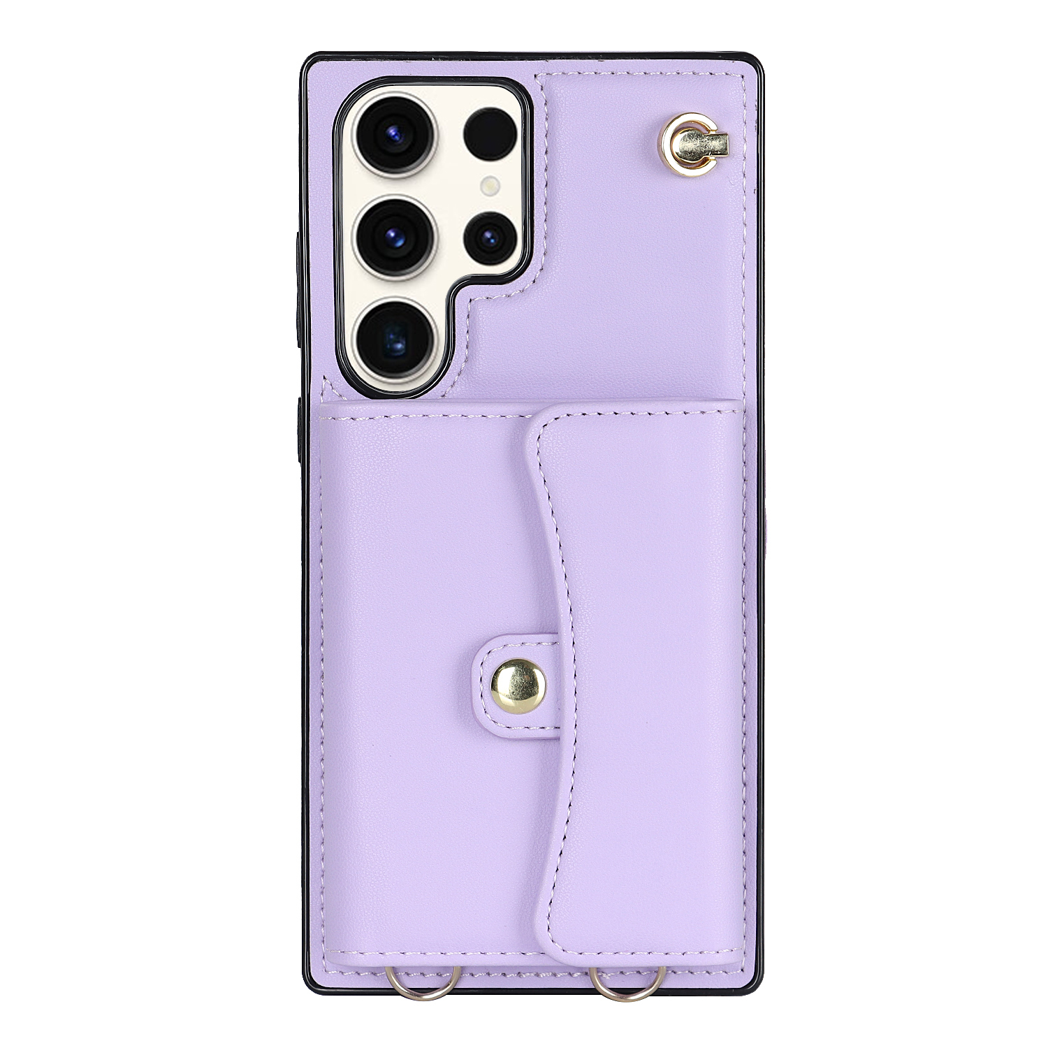 Samsung Galaxy S23 Ultra 5G Necklace Leder Schutz Hülle mit Kartenfach   Handykette (140cm) - Lila