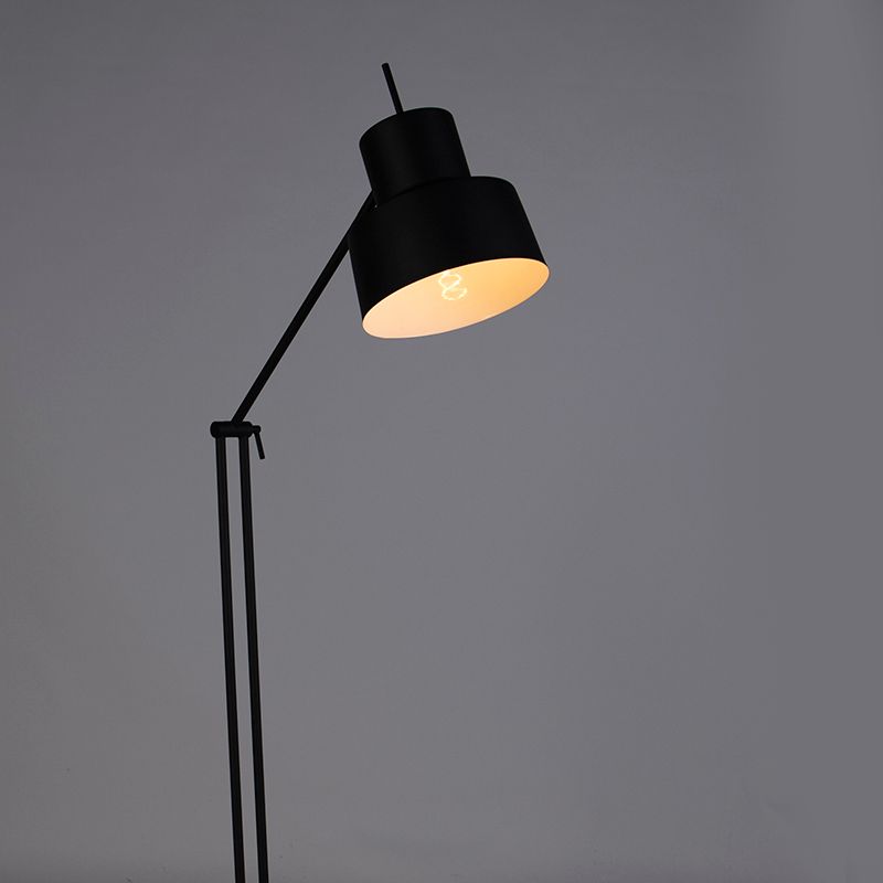 Retro vloerlamp zwart draai- en kantelbaar - Chappie