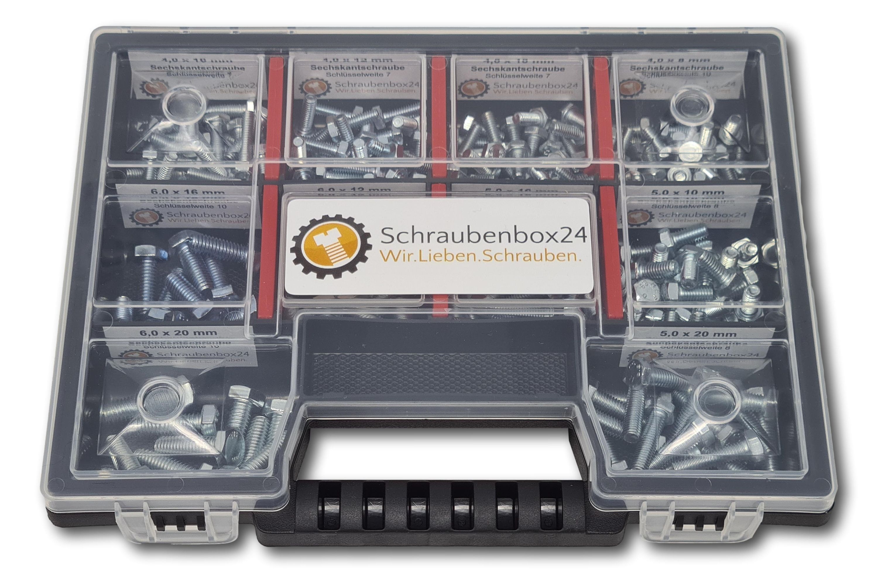Sechskantschrauben Sortiment M4-M5-M6 // 8mm-20mm 215 tlg. Schraubenbox Vollgewindeschrauben Maschinenschrauben Gewindeschrauben Sechskantschrauben
