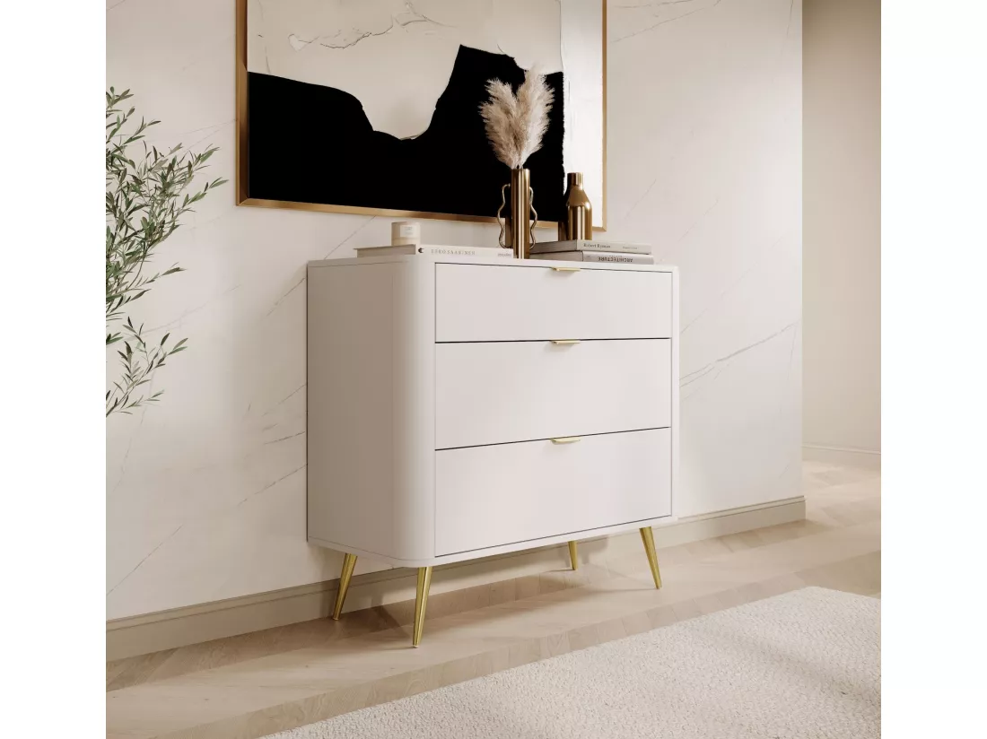 Commode - 90 cm - 3 tiroirs - blanc - OVAL