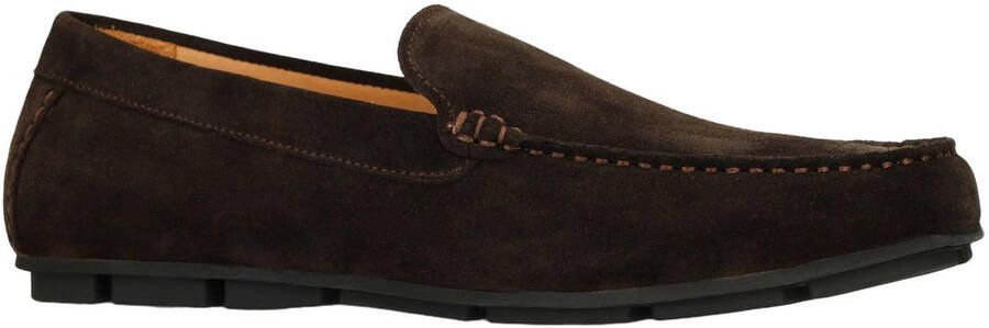 Manfield Heren Donkerbruine suède loafers