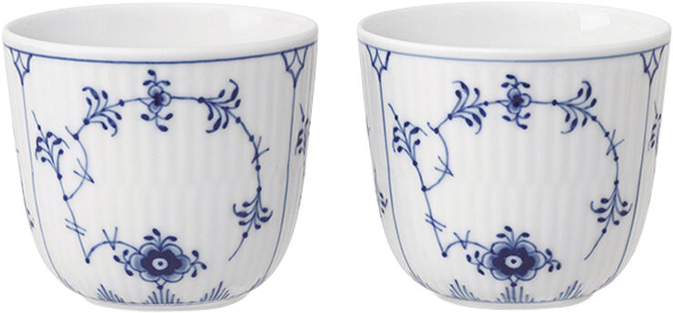 Royal Copenhagen MUSSELMALET RIFLET FYRFADSSTAGER 2-PAK Hvid