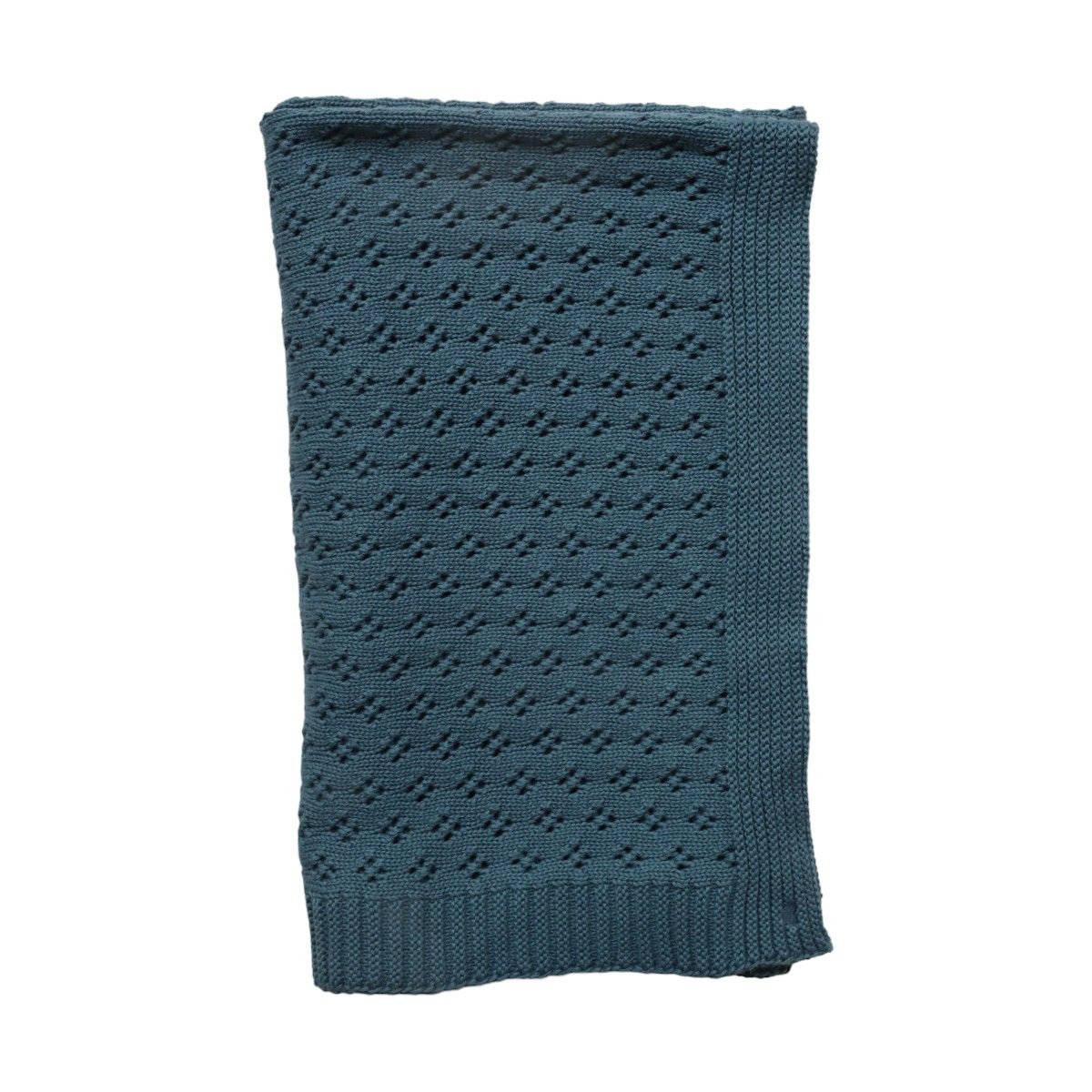 Couverture en tricot pointelle bleu Amande