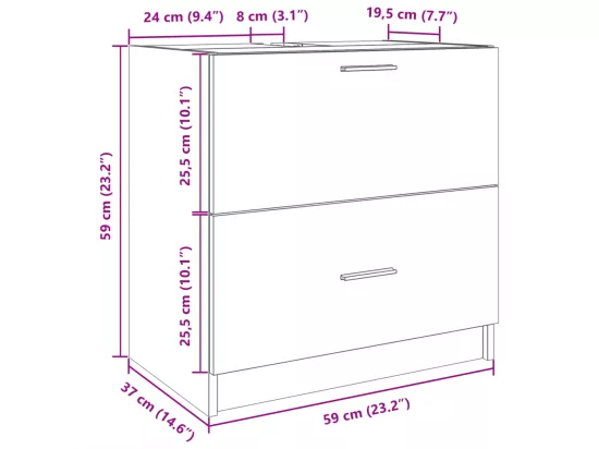 Armoire d'évier blanc 59x37x59 cm bois d'ingénierie