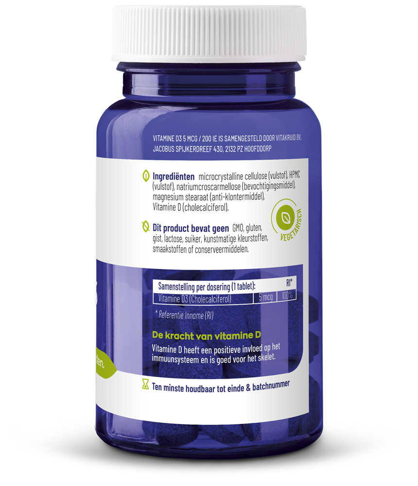 Vitakruid Vitamine D3 5 Mcg / 200 Ie (240 tabletten)