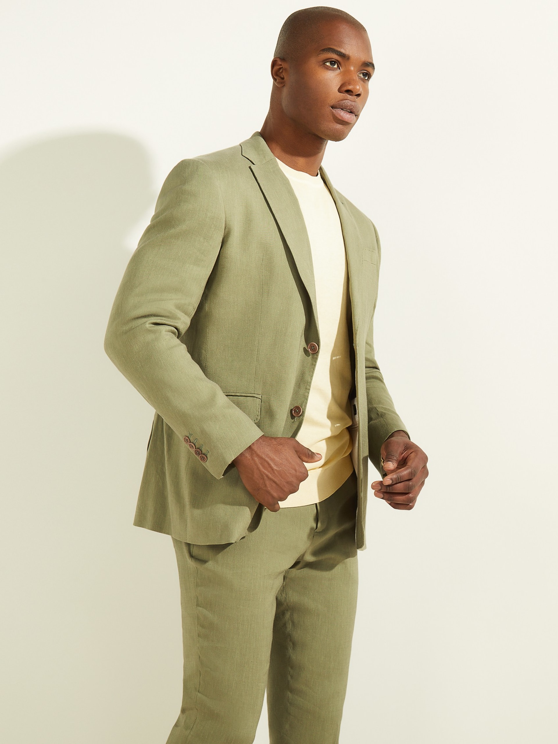 Blazer de linho misto com abotoamento simples