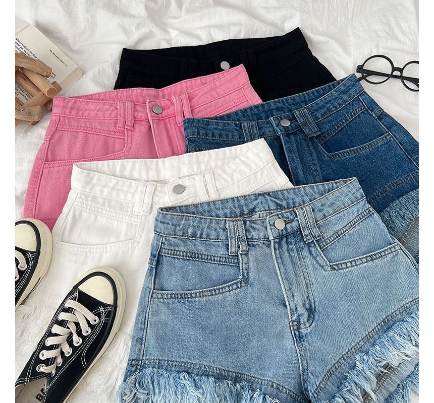 Babique - Hoge taille rafel denim hotpants