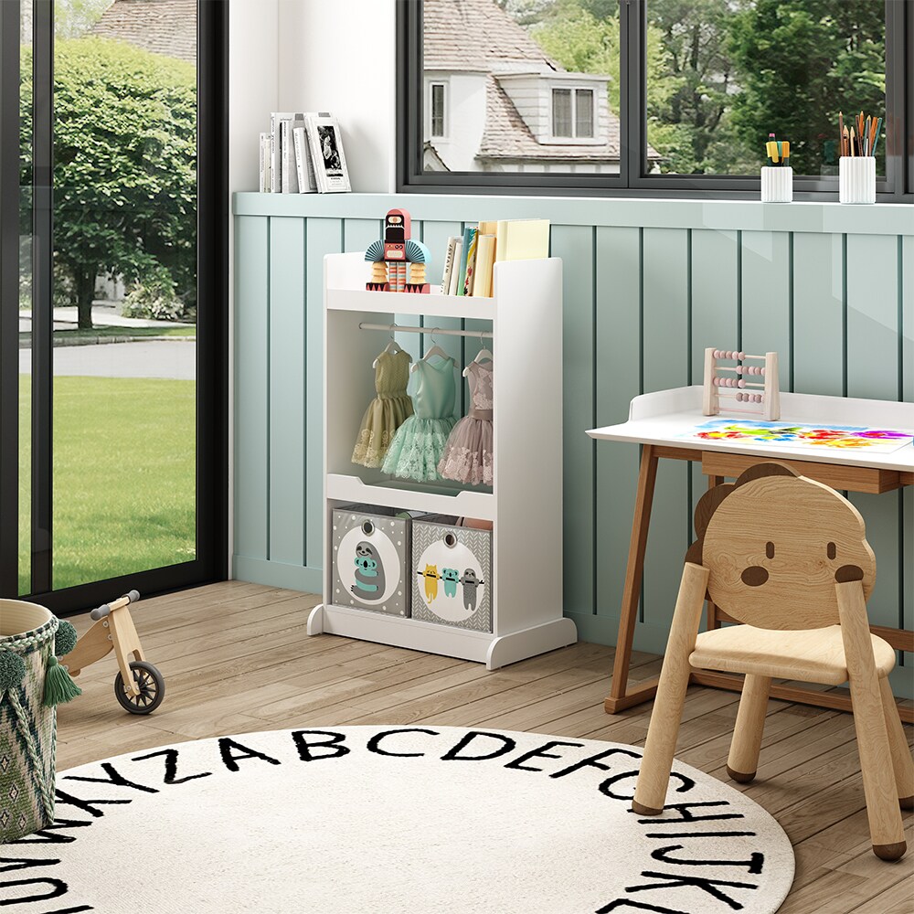 Vicco Kinderkleiderschrank Conny Weiß 67 x 110 cm mit Kleiderstange