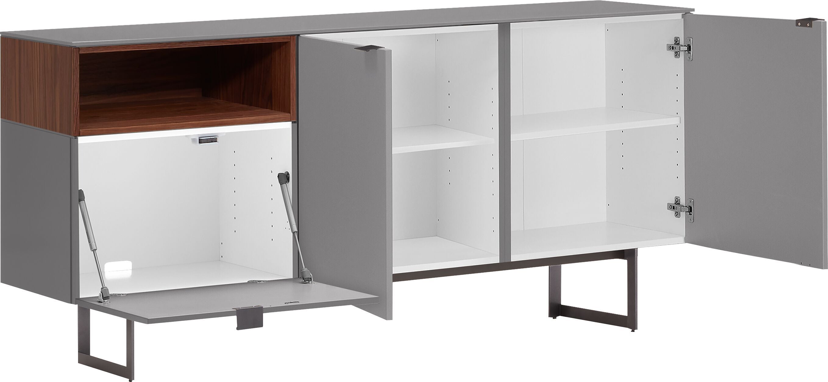 Sideboard - Mittelgrau / B: 140.0 cm x T: 40.0 cm x H: 82.6 cm