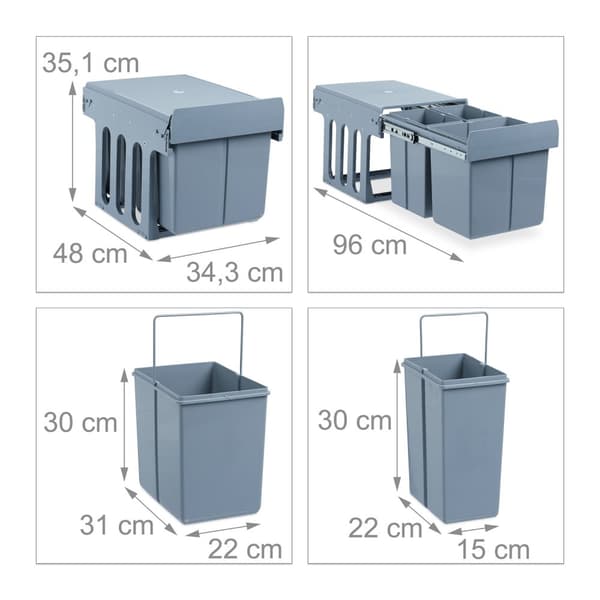 Uttrekkbar kildesortering 3 søppeldunker