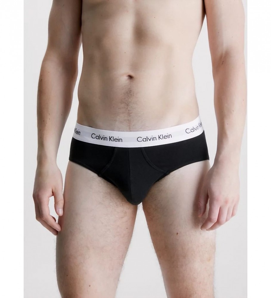 Conjunto de 3 camisolas Calvin Klein em algodão elástico preto