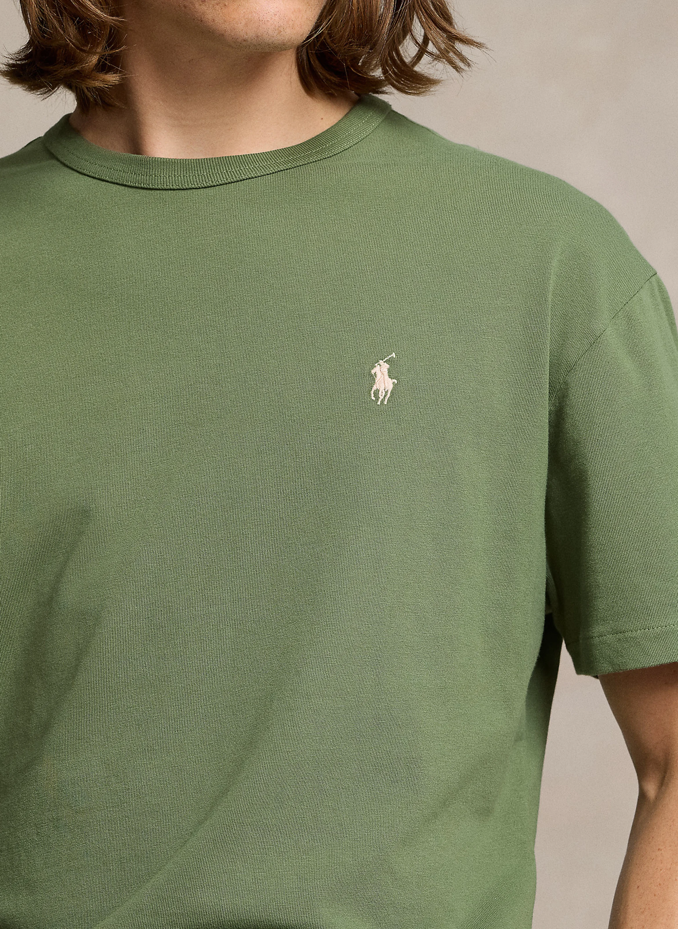 Tee-shirt droit col rond en coton | Vert