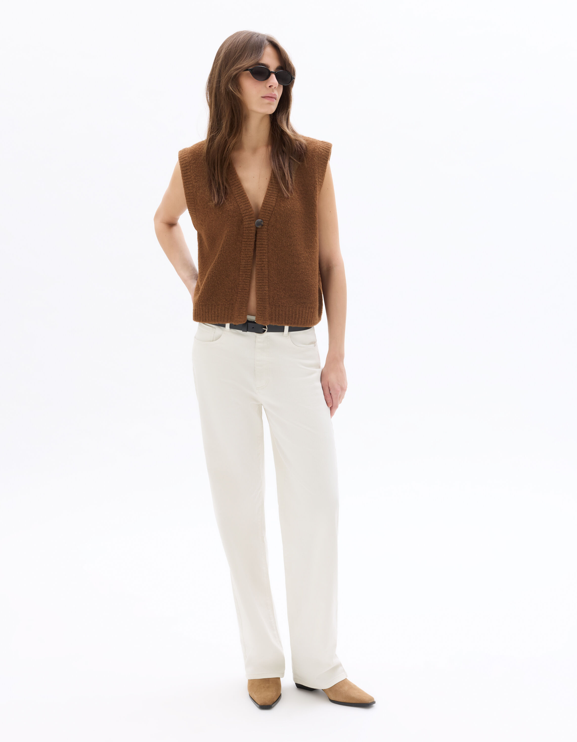 Gilet sans manche cosy knit - marron