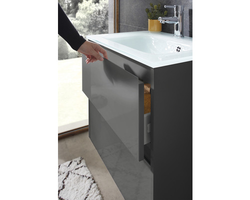 Pelipal xpressline 3261 grijs wastafelmeubel met glazen front BxHxD 60 x 52,9 x 42 cm