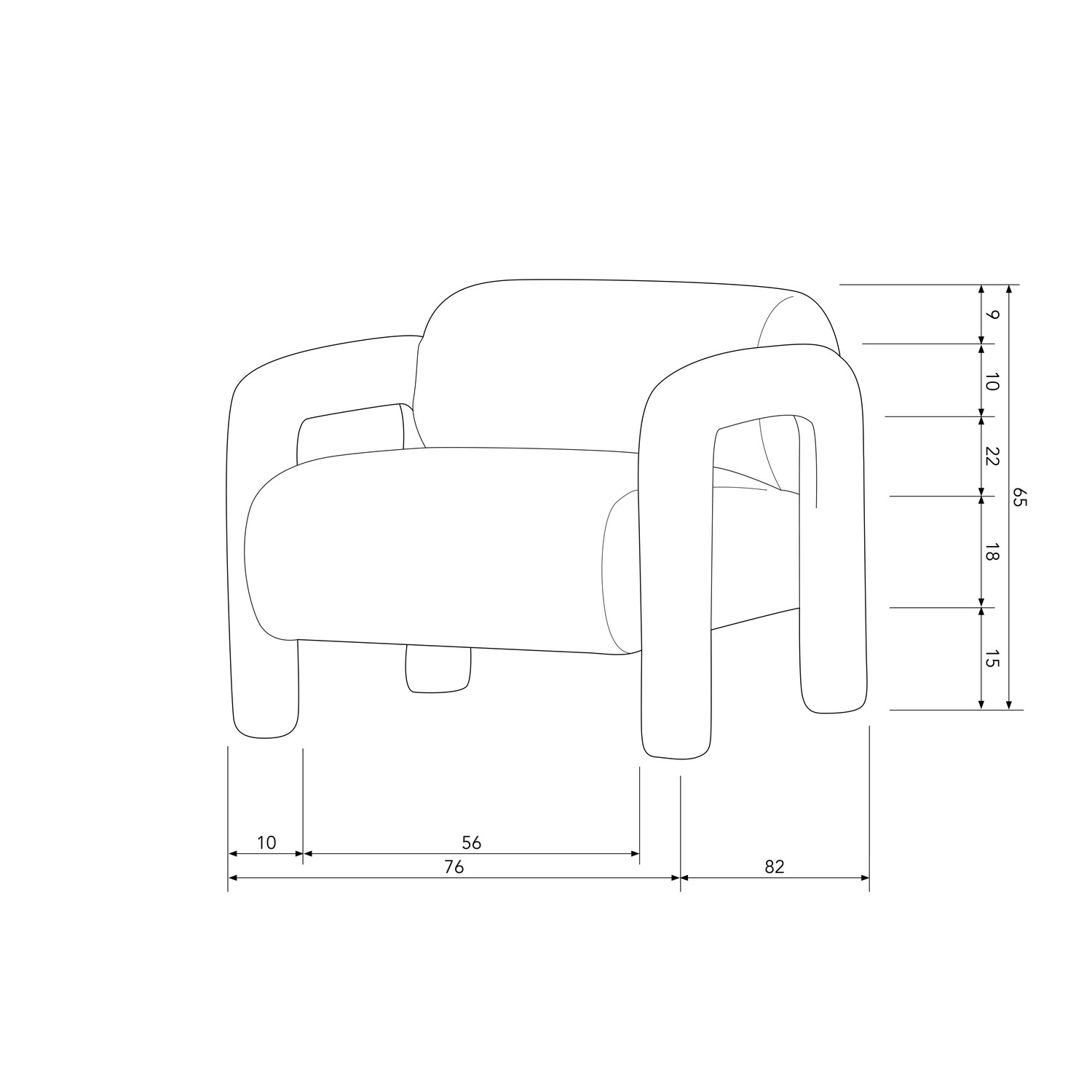 WOOOD Lenny Fauteuil - Polyester  - Goud|Geel - 65x76x82